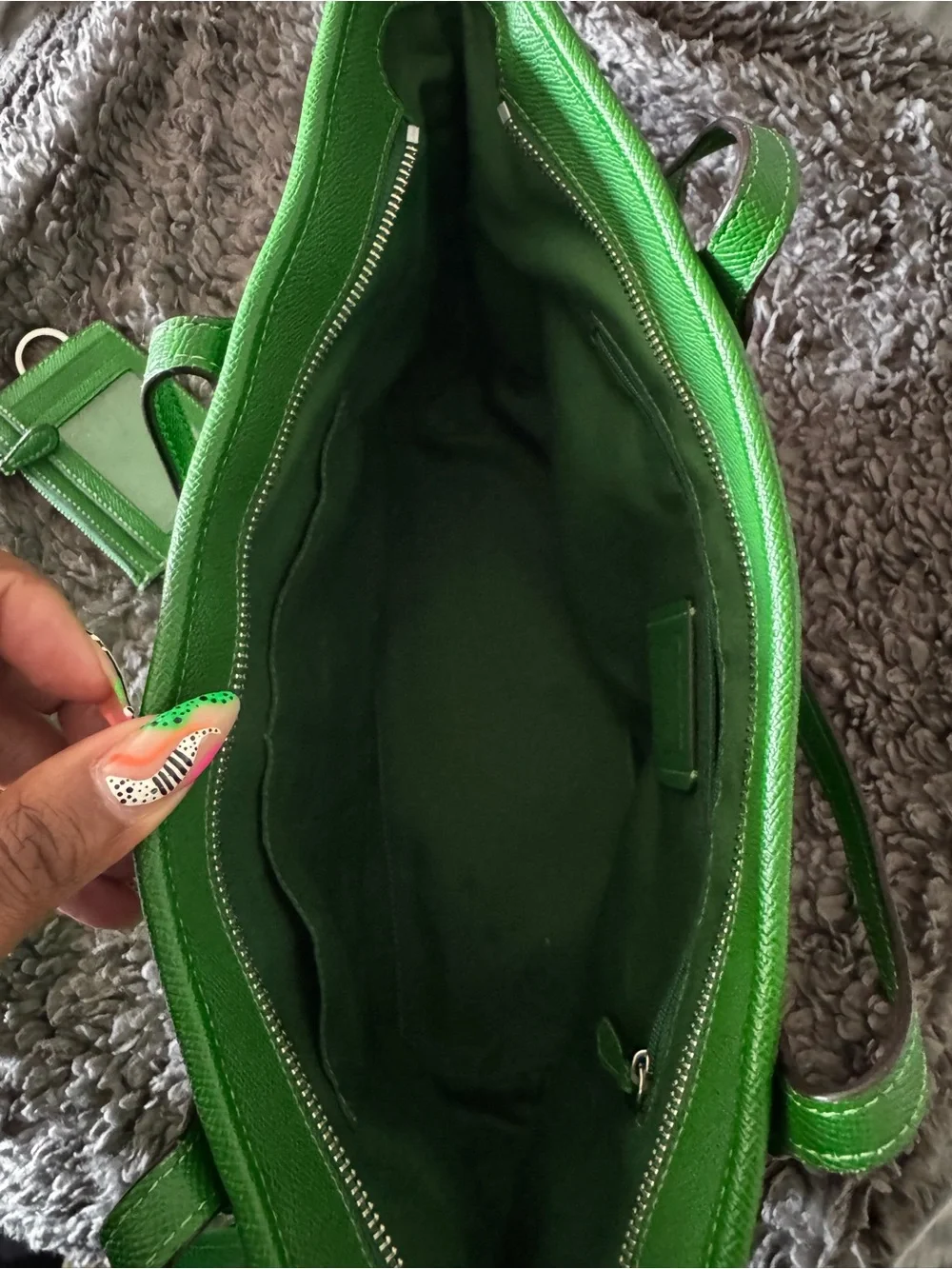Coach Green Leather Tote with Matching Card Case